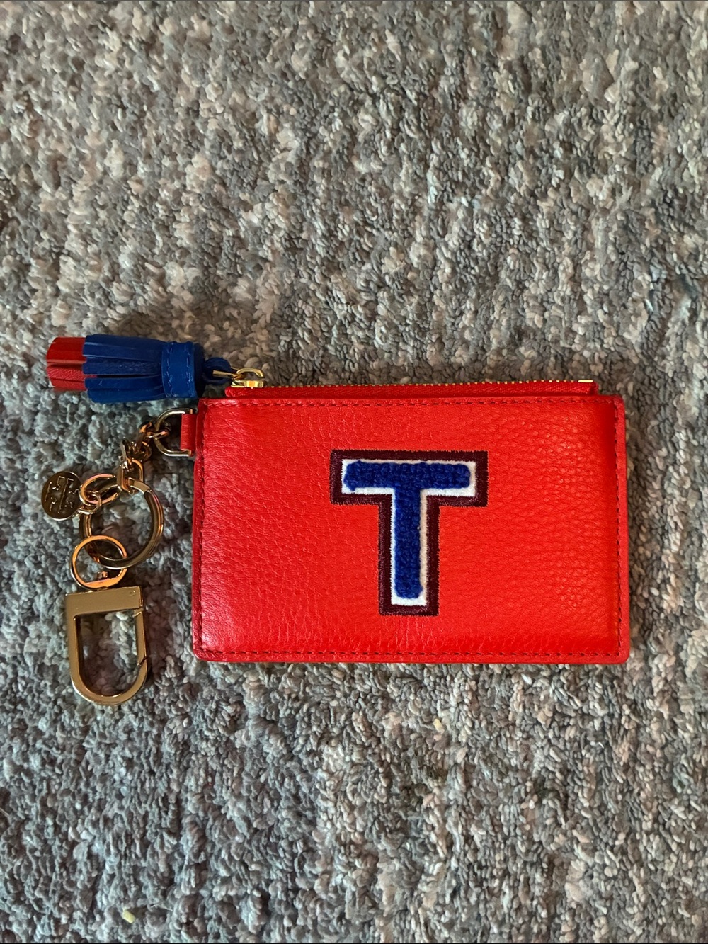 Tory Burch Red Change Purse with Letter T Monogram